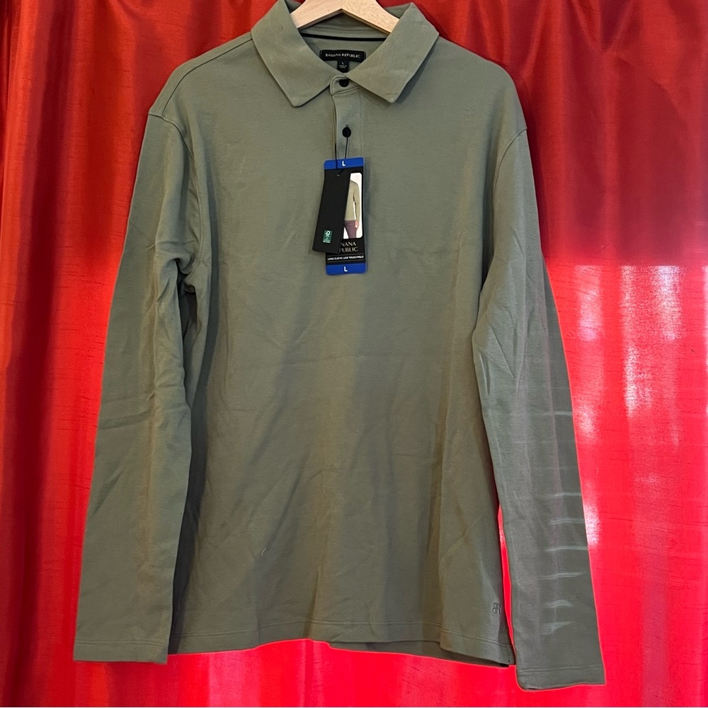 🆕Banana Republic Luxe Touch Long Sleeve Polo | Size L